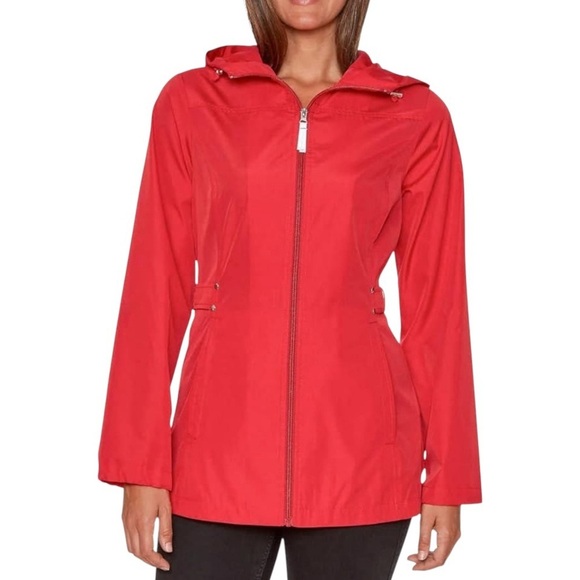 Jones New York NWT Ladies Rain Jacket, Sangria/True Red, Size L - Picture 6 of 10